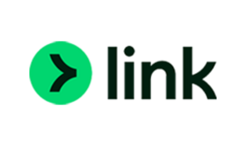Ein grünes, rundes Symbol mit einem nach rechts zeigenden Pfeil und dem Wort "link" in einer modernen Schriftart, wobei die Buchstaben "l" und "i" in Schwarz und die Buchstaben "nk" ebenfalls in Schwarz sind.